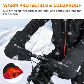 ROCKBROS Handlebar Mittens Cold Weather Mountain Bike Handlebar Mittens Windproof & Coldproof Commuter MTB Bicycle Bar Warmer Covers (L (Loose))