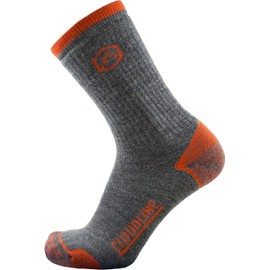 CloudLine Merino Wool Medium Cushion Crew Hiking Socks for Men & Women - Large - Autumn Orange