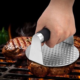 Smash Burger Press,Hamburger Spatula,Griddle Scraper,3-Piece Stainless Steel Griddle Accessories with Anti-Scald Handle