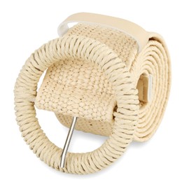 SeptCity Woven Belts for Women, Wide Women Belts for Dresses and Jeans, Boho Stretchy Ladies Belts Gift for Christmas (Beige with O Ring)