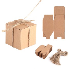 Yosooo 50pcs Caja de Regalo Cajas de Regalo de Papel Kraft Envoltura de Regalo Cajas de Regalo de Cartón Caja de Regalo Caja de Boda Caja Pequeña Cajas de Suministro