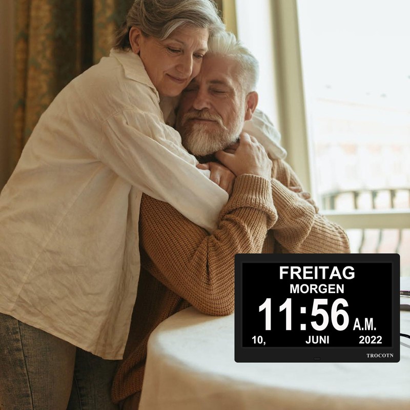 TROCOTN 10 Inch Digital Clock Day Clock Large Display Alarm