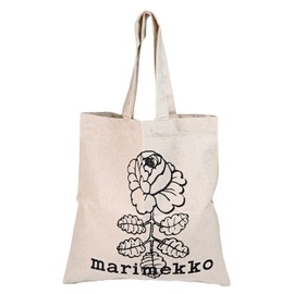 Marimekko Vankka Solid Tote Bag, Solid Wedding Rose Fabric Bag, Women's, Black, Beige, 94179 094179, 890, Scandinavian Miscellaneous Goods, Scandinavian Design, black / beige