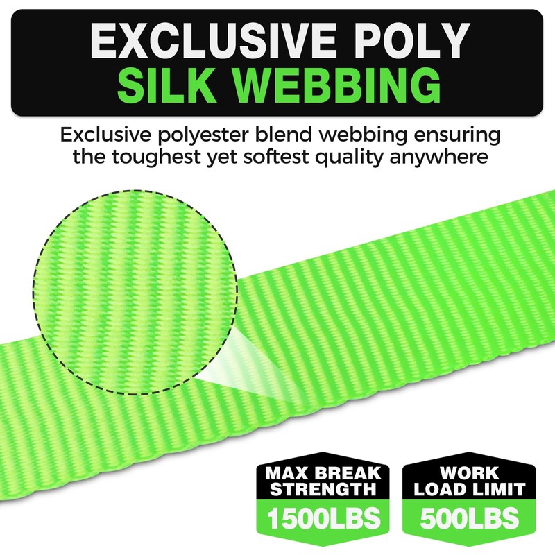 Autofonder Retractable Ratchet Straps with Soft Loops(4 Pack)-(1,500lb Break Strength)