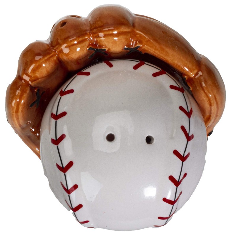 Baseball and Glove Ceramic Magnetic Salt and Pepper Shaker Set