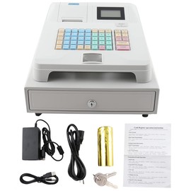 SUDEG Electronic Cash Register POS System Cash Register with Drawer Box,Digital LED Display,48 Keys Keyboard,Multifunction Cash Register for Retail/Restaurant POS