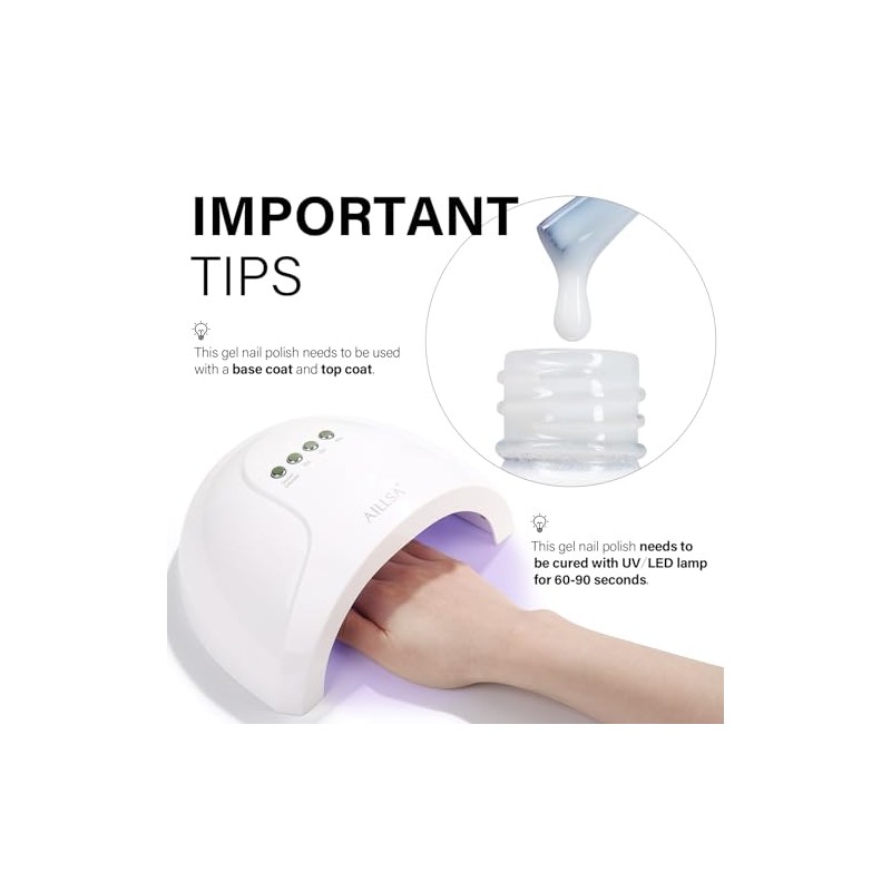 AILLSA Esmalte de uñas de gel blanco lechoso, jalea translúcida