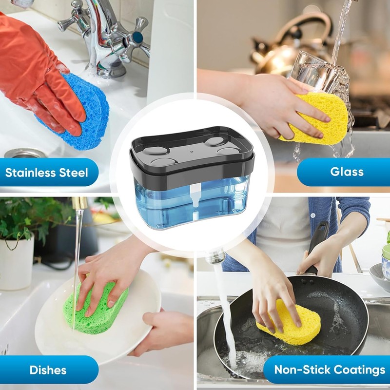 EZONEDEAL Kitchen Dish Soap Dispenser and Sponge Holder for Sink