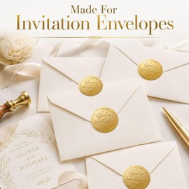 Embossed Invitation Envelope Seal Stickers: 100 Gold Raised Paper Seals