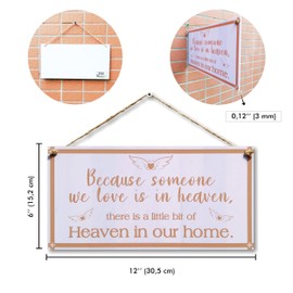 CARISPIBET Because someone we love is in heaven Home décor decorative plaques home signs inspirational decoration 6" x 12"