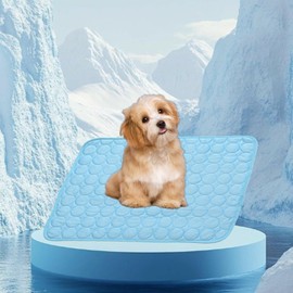 Treayes Dog Cooling Mat,2025 Upgrade Pet Cooling Mat for Dogs Cats,Washable & Portable Pet Soft Pad for Indoor or Outdoor,Perfect for Summer (Dark Blue, Large,26.7"x20.8")