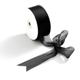 CHUQING Black Gift Ribbon, Shiny Ribbon, Chiffon Ribbon, Decorative Ribbon for Gift Wrapping, Wedding,1.5 inch x 25 Yard