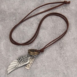 GelConnie Brown Necklaces Long Chain Necklace for Women Vintage Necklace Boho Leather Feather Necklace Brown Leather Choker Cord Cowgirl Necklace Leather Pendants for Men