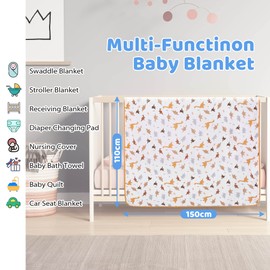 Muslin Baby Blanket Summer for Babies Children Thin Breathable Summer Blanket Swaddling Blanket Cotton Girls Boys 110 x 150 cm