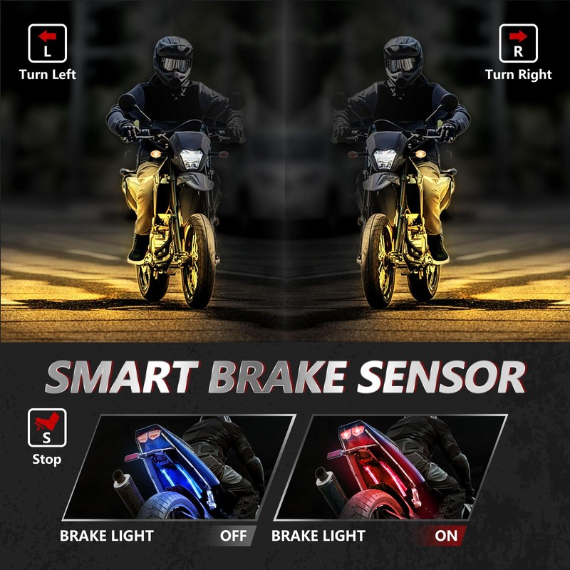 Hovano 8PCS Motorcycle Magic-RGB LED Light Kits with Brake Light