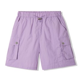 Rolanko Girls' Sports Shorts Kids Summer Midi Length Cargo Parachute Shorts for Teen Running Gymnastics, Purplepink, 13-14 years