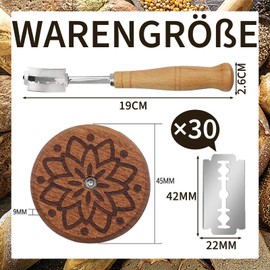 agogue Brot Ritzmesser Zum Einschneiden Brotmesser Ritzmesser Lilienmuster,34 Stückset Bäckermesser, Brot einschneidemesser Scharf Und Langlebig, Mantel 2+30 Klingen+2 Davon Teigmesser Brot