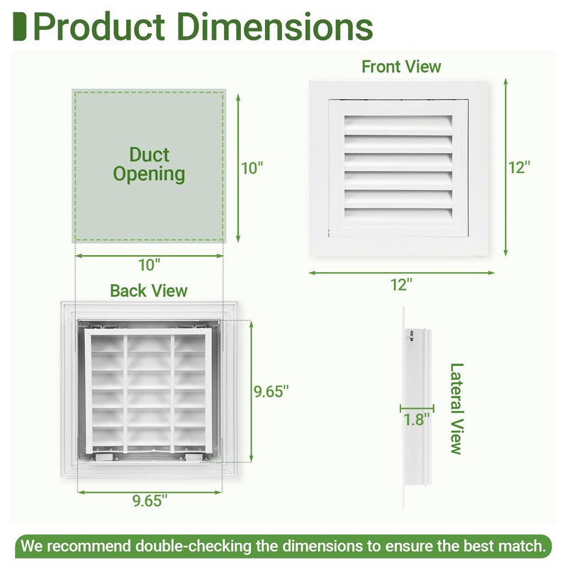 Aukivon 2 Pack 12''x12'' Aluminum Gable Vent with Replaceable Screen,