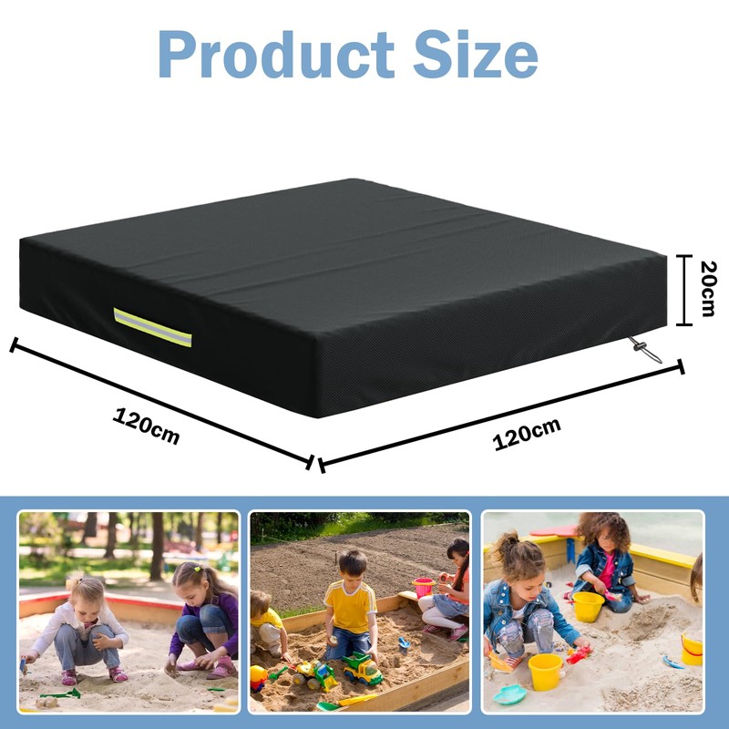 Robust Sandpit Cover, 120 x 120 cm, Square Sandpit Tarpaulin