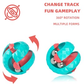 EMPHASISY Orbit Ball Toys, Fidget Spinner Top Bead Ball Spinning Toy, Rotating Track Infinite Flip Change Puzzle Games Novelty Creative Stress Relieve Toys for Kids Children Adults (Blue&Red)