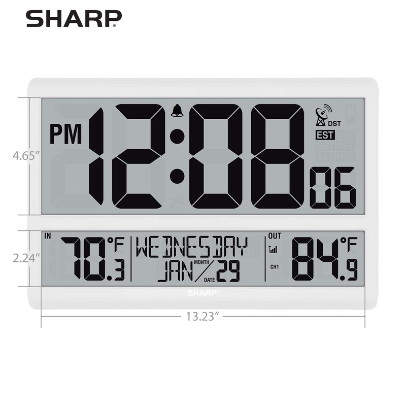 Sharp Atomic Clock - Never Needs Setting! –Easy to Read