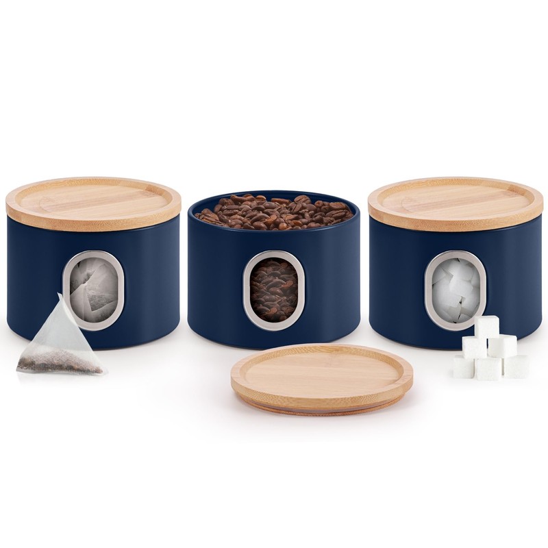 EHC Set of 3 Kitchen Storage Canisters for Tea, Coffee,