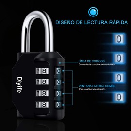 Diyife 2PCS Candado de Combinación de 4 Dígitos, Candado por Contraseña Resistentes la Intemperie al Aire Libre, Cerraduras Reajustables, para Casillero de Gimnasio, Valla, Caja de Herramientas,Puerta