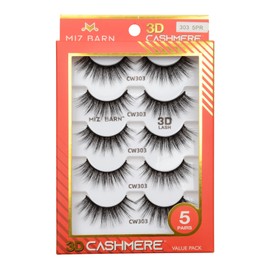 MizBarn 18MM Lashes 3D Cashmere Long Extension Eyelashes Natural Look Soft Reusable Fake Eyelashes Multipack Wispy False Lashes 5 Pairs Natural Strip Eyelashes(CW303)