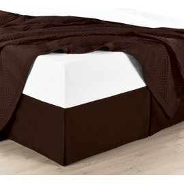Twin Extra Long Solid Chocolate Cotton Bed-Skirt, Pleated Tailored Bed Skirt with 15" Drop, 300 TC, 100% Cotton