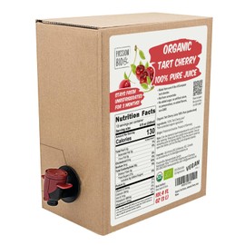 PassionBio Organic Tart Cherry Juice Box 101.4 Fl Oz | 100% Pure Tart Cherry Juice, No Added Sugar, Not From Concentrate | Vegan, Organic, Non GMO, Natural Unsweetened Cherry Juice