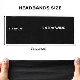 RJMBMUP Headbands for Women 6 PCS Black Color Extra Wide Cotton Non Slip Hair Bands Sweat Thick Sport Headband Hair Accessories