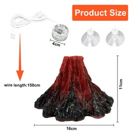 Begonia Aquarium Volcano Decorations Set, Aquarium Ornaments with LED Bubble Light, Aquarium Ornament Fish Tank Decor, Aquarium Accessories (Air Pump Not Included)