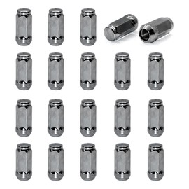 20pcs 1.9 inch Chrome 1/2-20 Closed End Bulge Acorn Lug Nuts, 19mm Hex Wheel Lug Nut with Cone Seat Compatible with Mustang Bronco Ranger Safari YJ TJ KJ KK ZJ WJ WK XK MJ XJ