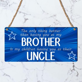 Pixie's Gifts Best Brother Uncle Birthday Gift Wooden Blue Plaque Sign - Heartfelt Gift for Him, Handcrafted in the UK