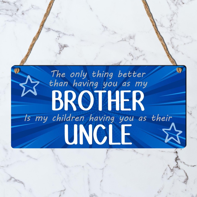 Pixie's Gifts Best Brother Uncle Birthday Gift Wooden Blue Plaque