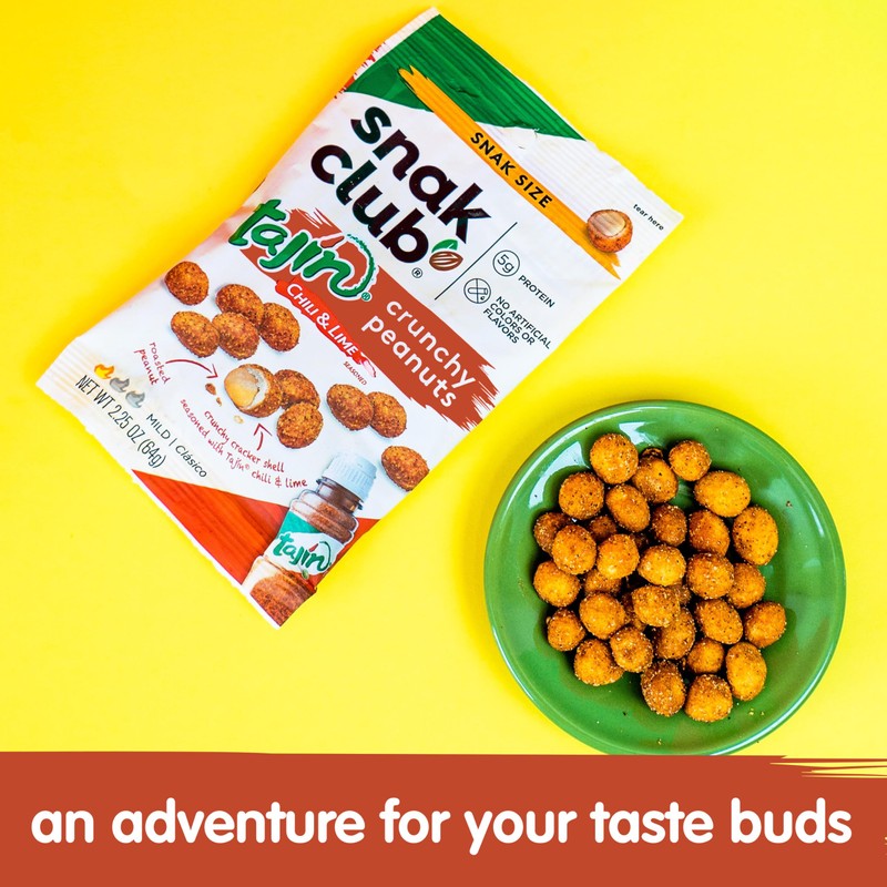Snak Club Tajin Crunchy Peanuts, Nuts with Chili and Lime