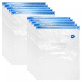 sourcing map Sous Vide Bags 10pcs, 19.69" x 13.78" Reusable Vacuum Sealer Bag with Air Valve & Labels, Food Storage Bags for Food Preservation and Sous Vide Cooking, White