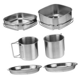 CIYODO Outdoor Stainless Steel Cookware Set Picnic Camping Cookware for People Lightweight Portable Pot Pan Plates Cups for Hiking and Barbecue Activities