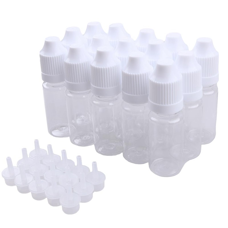 50PCS 10ml Transparent Empty Squeezable Lab Solvents Liquid Dropper Bottles