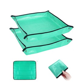 BIUWING 2PCS 39.4" x 39.4" Plant Repotting Mat Waterproof Transplanting Mat Indoor Succulent Potting Mat Portable Gardening soil changing and watering mat Square and Foldable Garden mat
