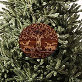 HipFlaskPlus World's Best Friend Two Squirrels and Tree of Life - Cedar Ornament