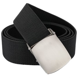 KYEYGWO Elastic Web Belts for Men Woman, Stretch Nylon Waist Belt with Pressing Alloy Buckle, Black
