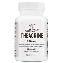 Theacrine (Teacrine) 100 Mg, 60 Capsules - Energy and Focus Supplement (Similar to Caffeine Pills but More Subtle and Longer Lasting) Non-GMO and Gluten Free by Double Wood