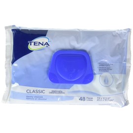 Tena Classic Washcloths, Premoistened Wipes, Pack/48