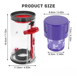 Hochwertiger Ersatz-Staubbehälter für Dyson V11 V15 SV14 SV15 SV22 Staubsauger, Enthält HEPA-Filter, für Dyson Staubsauger Zubehör Ersatzteile Aufsatz - Transparent und Zuverlässig