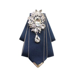 JKQBUX Crystal Bow tie Brooches Collar Pin Jewelry ribbon Fabric Bowknot Pre Tied Neck Tie For men Women wedding bridegroom