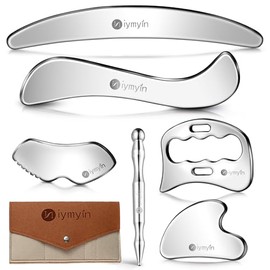 [Niymyin] 6-in-1 Stainless Steel Muscle & Fascia Scraper Tool Set, for Body Skin Massage and Sore Muscles, Myofascial, Iastm Tools, Soft Tissue Mobilization Tools, Full Body Gua Sha Kit, Gift-for Her (6PCS)