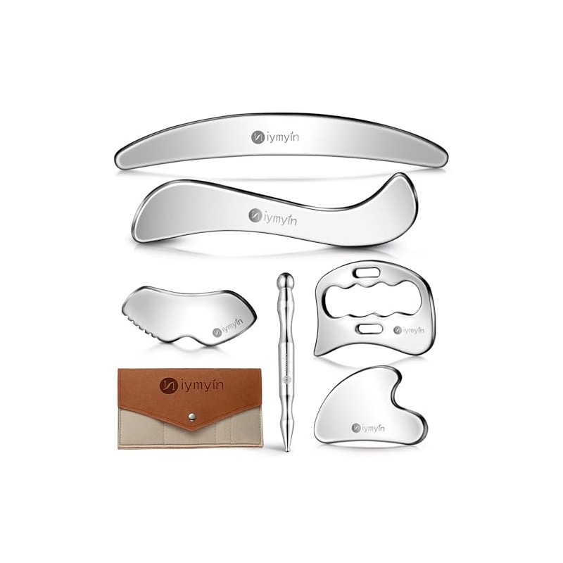 [Niymyin] 6-in-1 Stainless Steel Muscle & Fascia Scraper Tool Set,