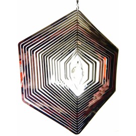 Hanging Stainless Steel Garden Wind Spinner Sun Catcher Crystal - Large Hexagon