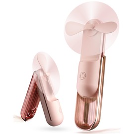 Cutnut Portable Handheld Fan, 3-Speed Foldable Mini Pocket Fan, USB-C 2000mAH Rechargeable Small Quiet Hand Fan, Personal Lash Fan for Travel, Outdoor, Home, Ideal Gifts for Women, Pink